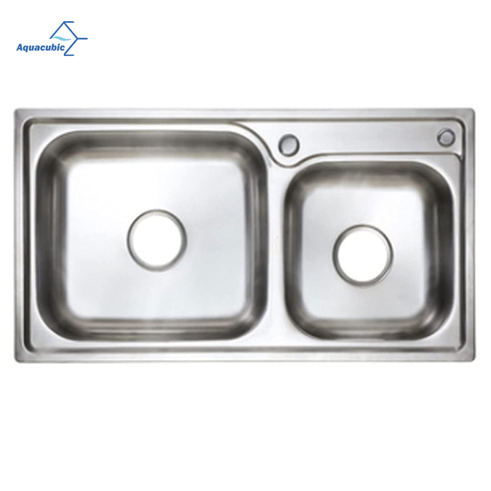 Fregadero de cocina caliente en América del Sur, lavabo doble, 780 x 420 x 190 mm, fregadero de cocina de acero inoxidable prensado/estirado de doble cubeta