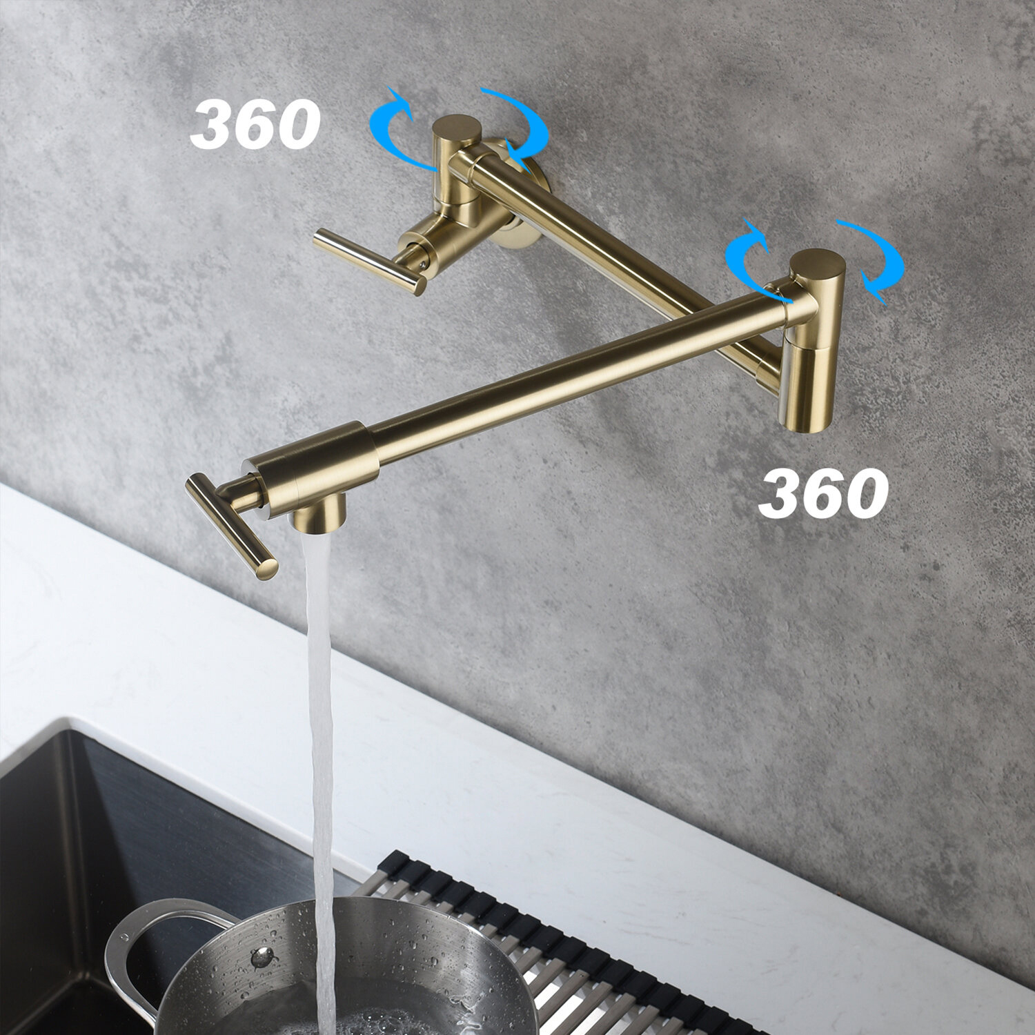 Excelente llenador de macetas con vástago de extensión montado en la pared
