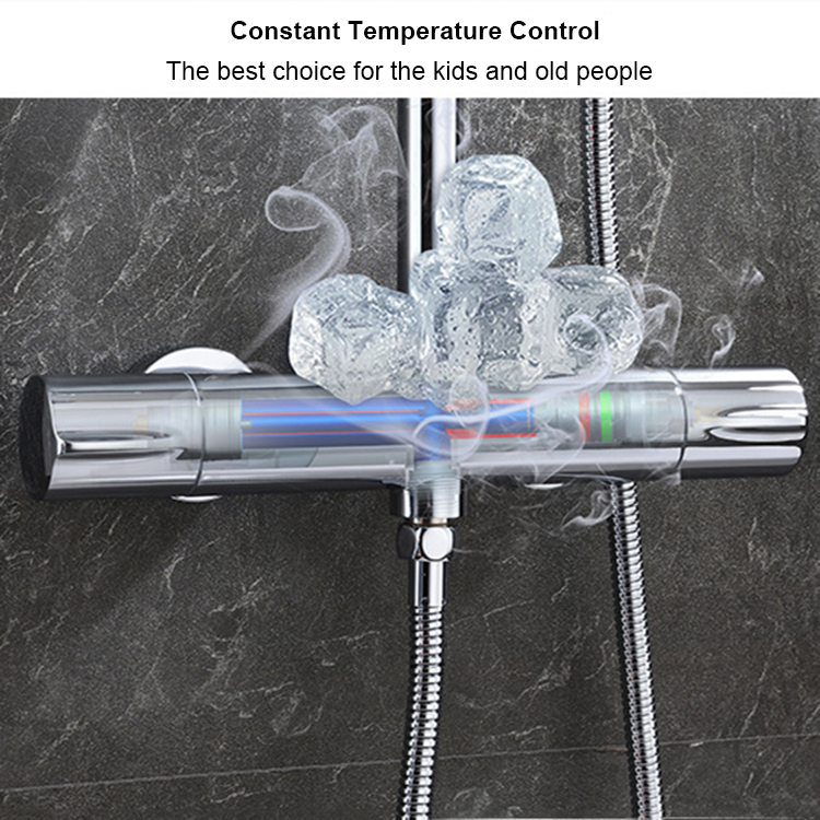 Válvula mezcladora termostática cromada moderna, montaje en pared, barra mezcladora de ducha, salida de válvula de repuesto