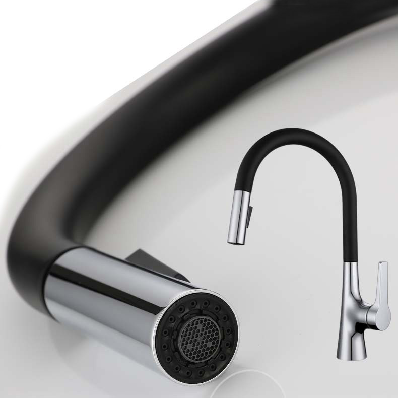 Aquacubic cUPC Grifo monomando cromado y negro para fregadero de cocina, moderno, bajo en plomo