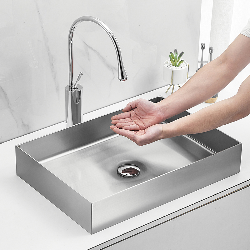 Lavabo nano rectangular de acero inoxidable a la moda para baño sobre lavabo artístico