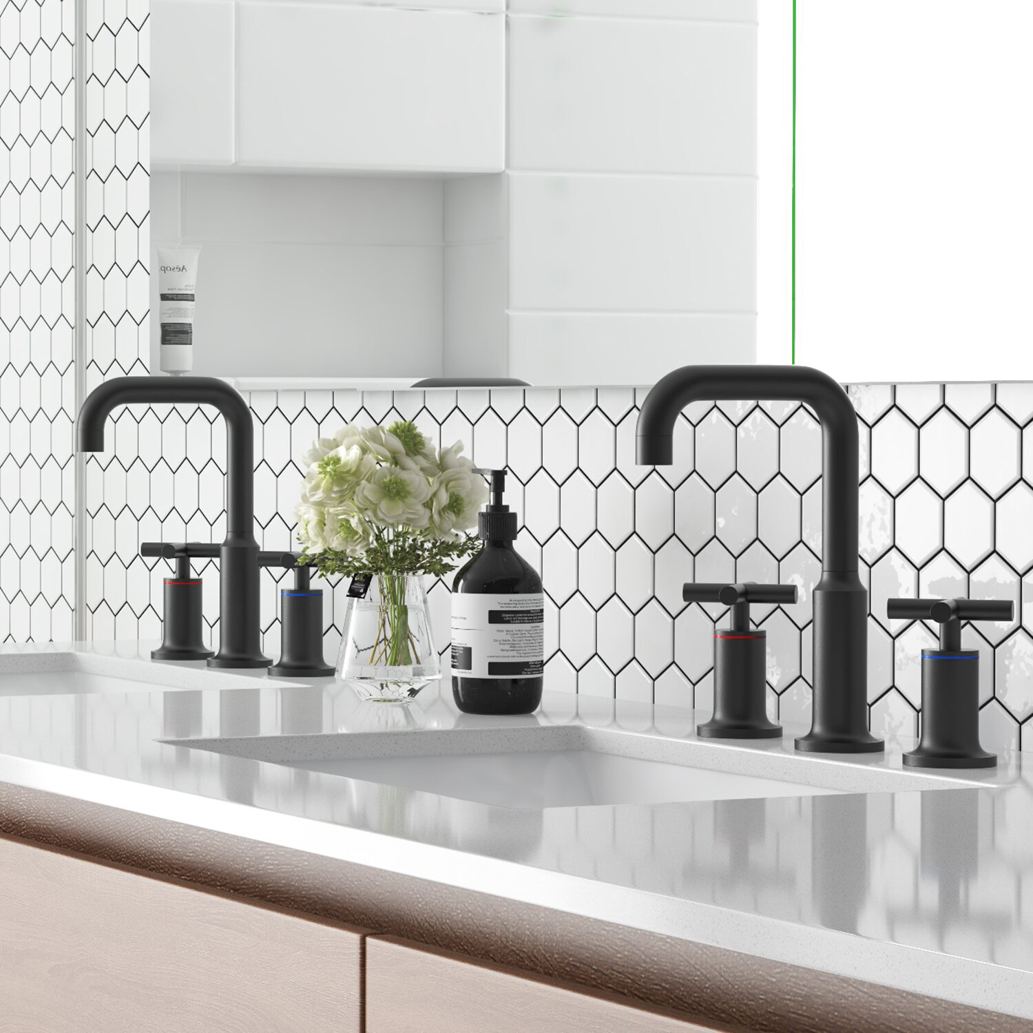 Contemporáneo UPC Cupc latón dos manijas negro grifo de lavabo generalizado