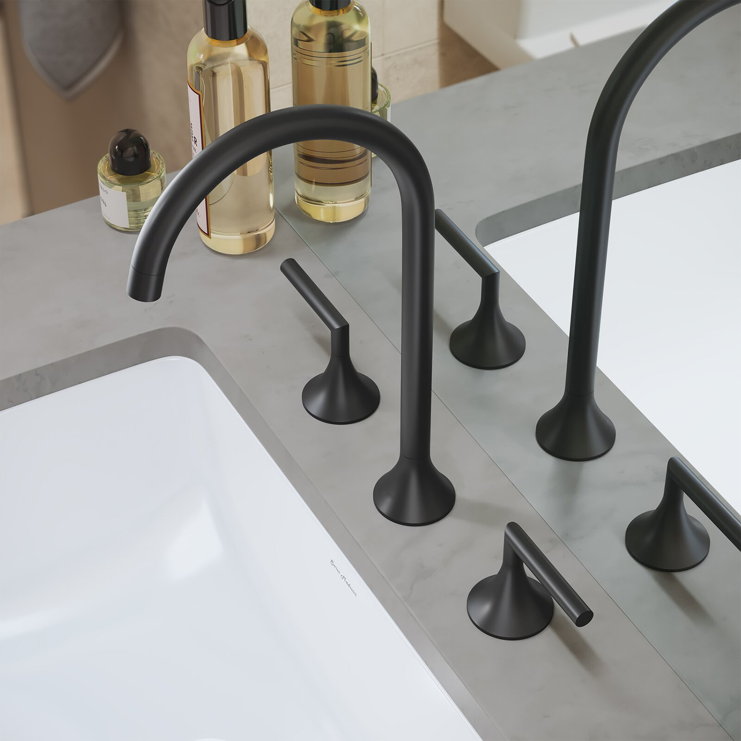 Aquacubic High-Arc CUPC Grifo de lavabo Grifo de lavabo de baño generalizado negro de 8 pulgadas