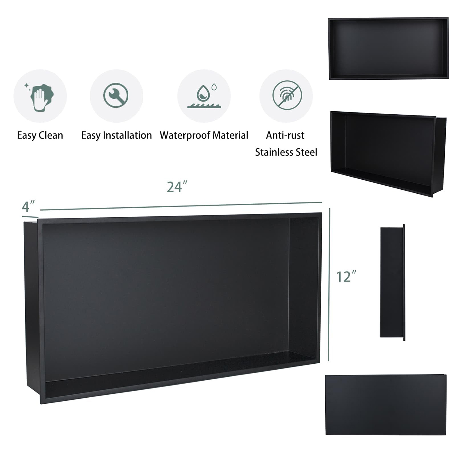 Nicho de ducha de baño negro simple y doble de acero inoxidable 304 personalizado