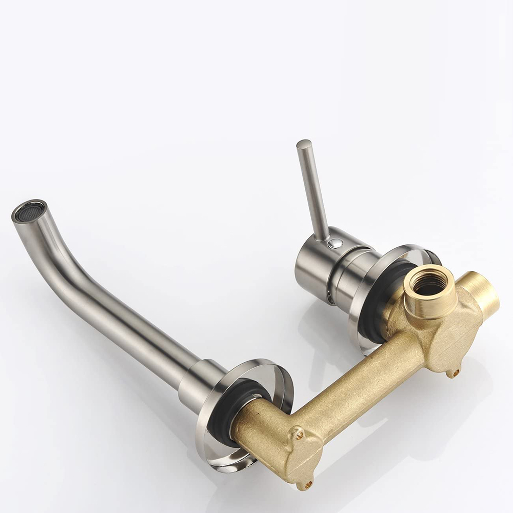 Grifo monomando para lavabo de baño montado en la pared de latón macizo