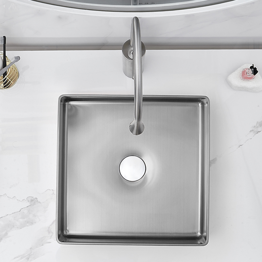 Fregadero de cocina de acero inoxidable de alta calidad, venta al por mayor, muebles de baño con forma cuadrada, artículos de lavabo artístico