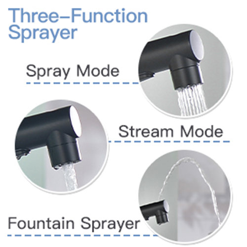 Aplicación Aquacubic Multi Place en negro mate Grifos de lavabo extraíbles con modo rociador