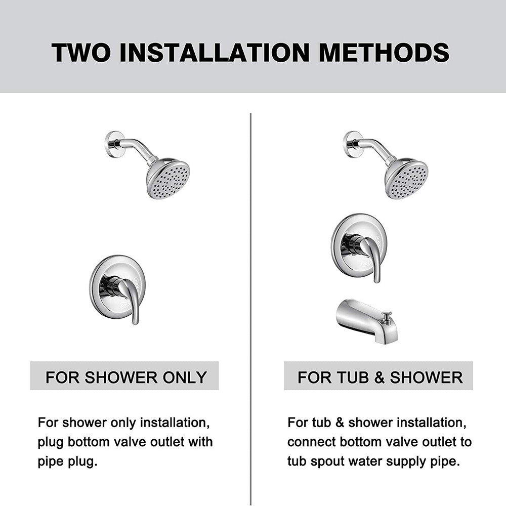Aquacubic Kit de accesorios de ducha de latón monomando, certificado cUPC, cromado pulido, con válvula y caño para bañera