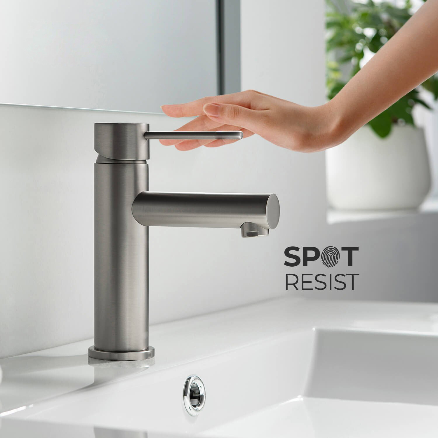 Grifo de baño de un solo orificio sin plomo cepillado de diseño único