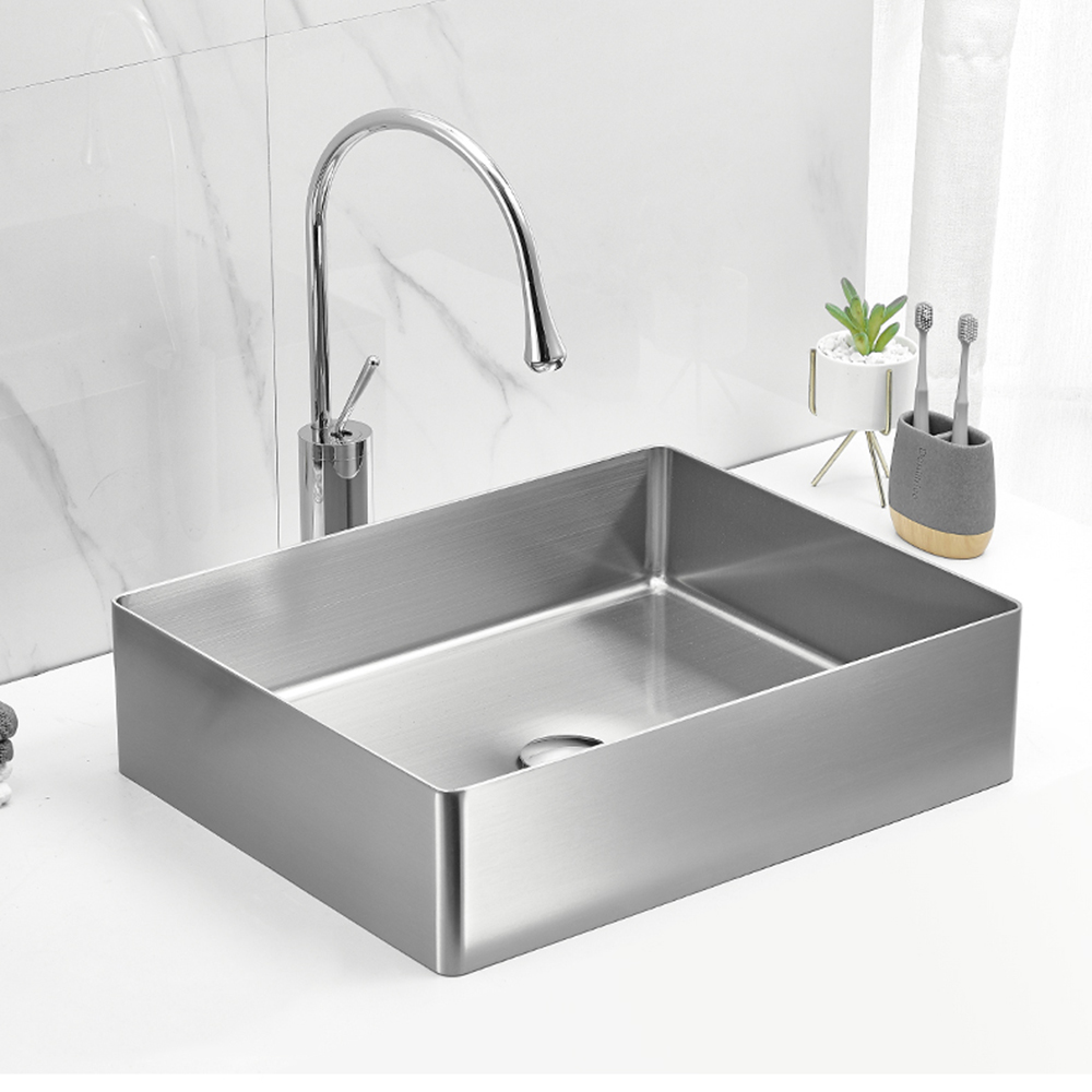 Lavabos rectangulares de decoración de hotel de diseño moderno, lavabos de baño, fregadero de acero inoxidable 304