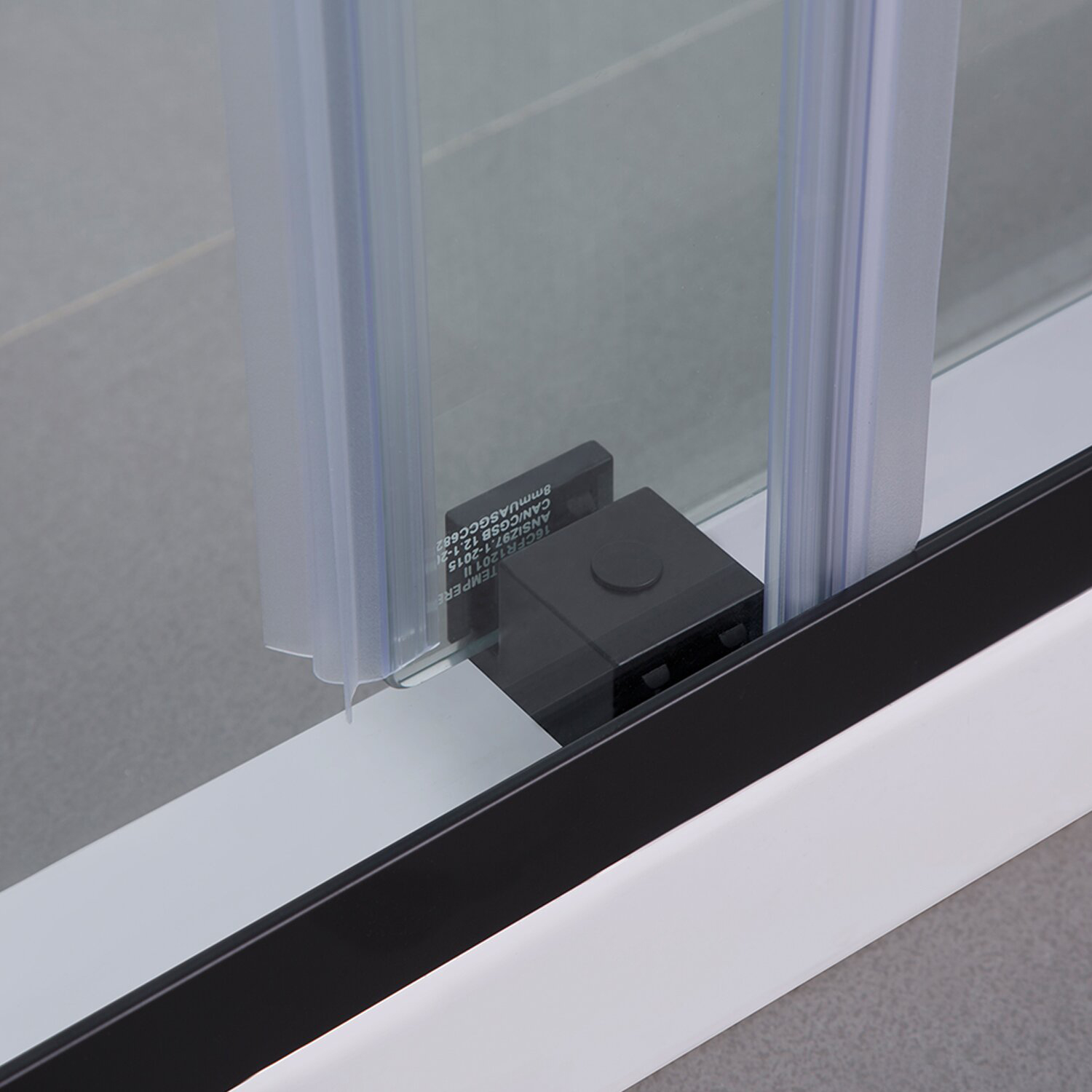 Puerta de ducha corrediza para cuartos de baño sin marco, herrajes modernos de acero inoxidable resistente al agua