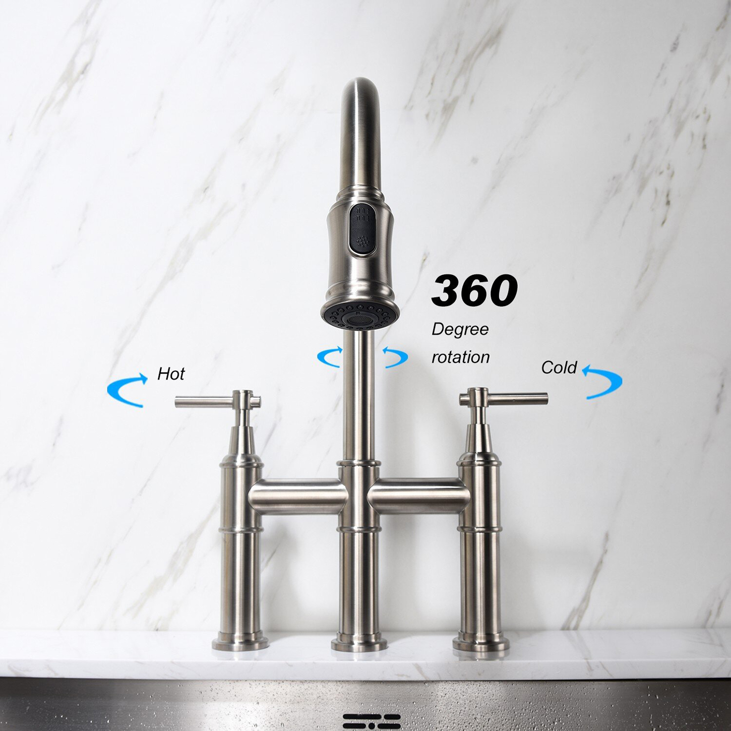 Grifo de puente de grifo de fregadero sólido híbrido extraíble