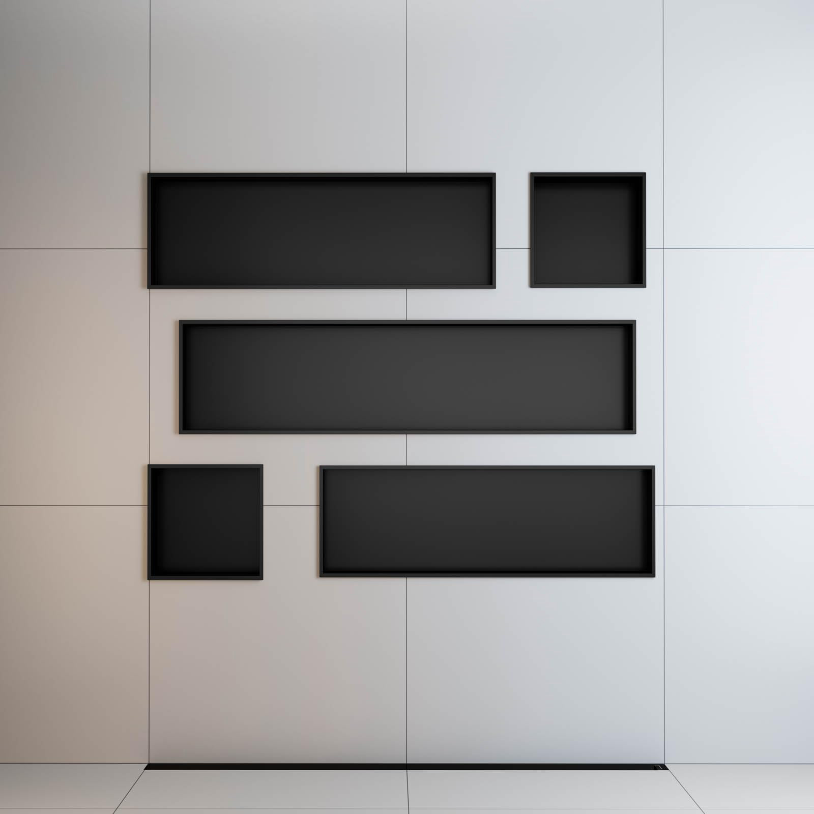 Gran oferta, nicho de metal empotrado para decoración de baño, nicho de ducha negro grande de 48 pulgadas