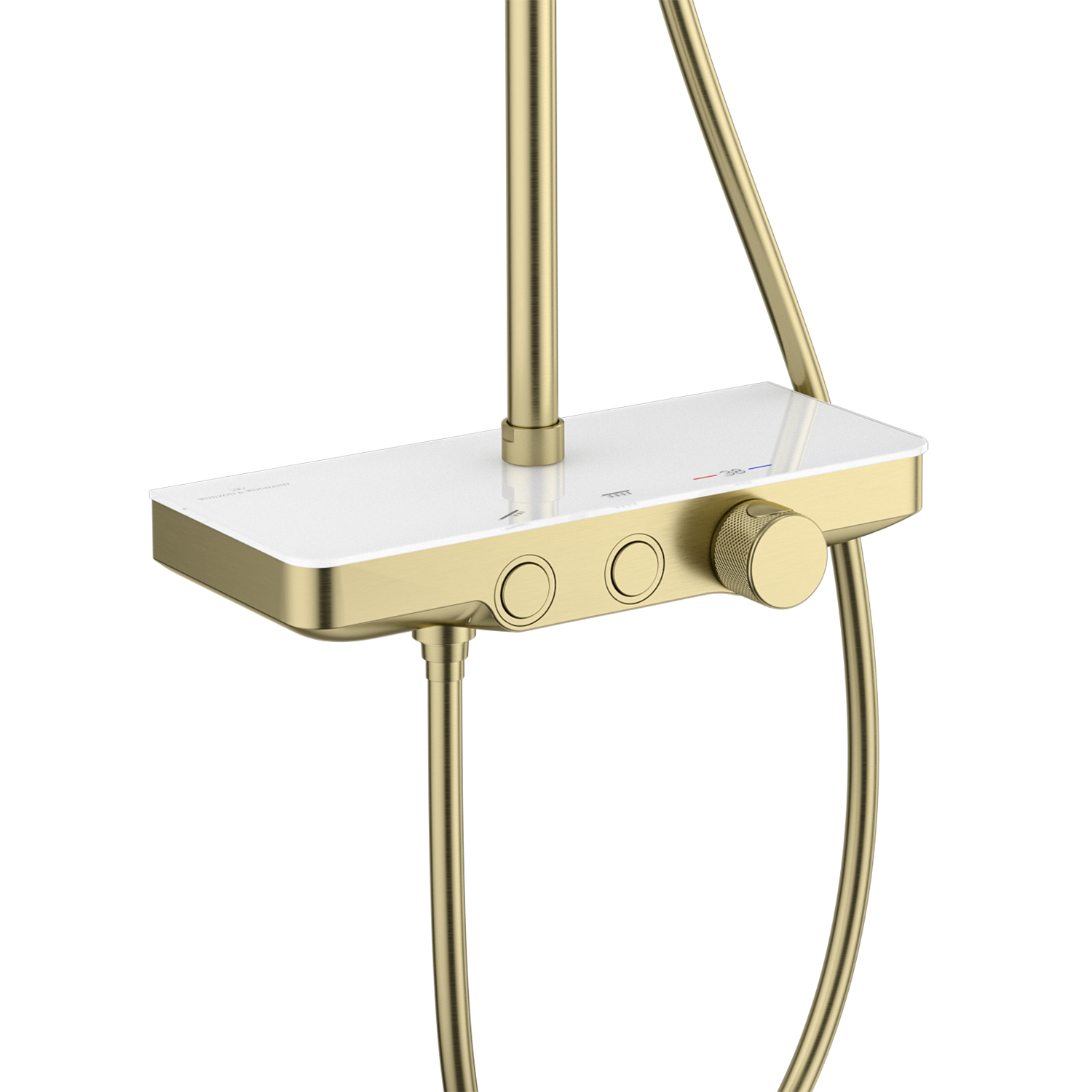 Moderno sistema de ducha de lluvia empotrada en la pared con grifos termostáticos, control de perilla giratoria antideslizante, diseño multifunción