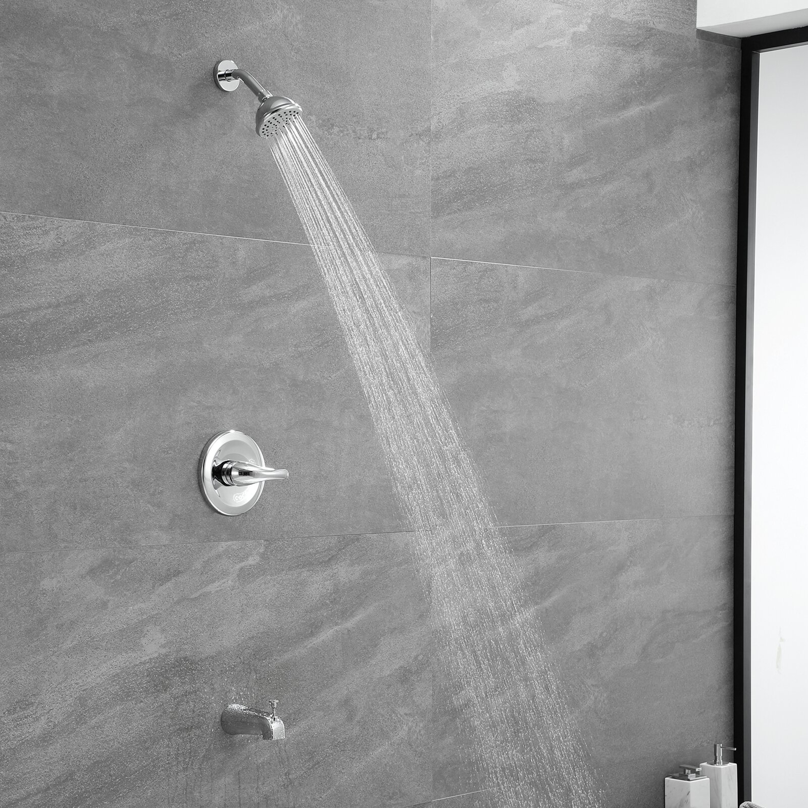 Aquacubic Kit de accesorios de ducha de latón monomando, certificado cUPC, cromado pulido, con válvula y caño para bañera