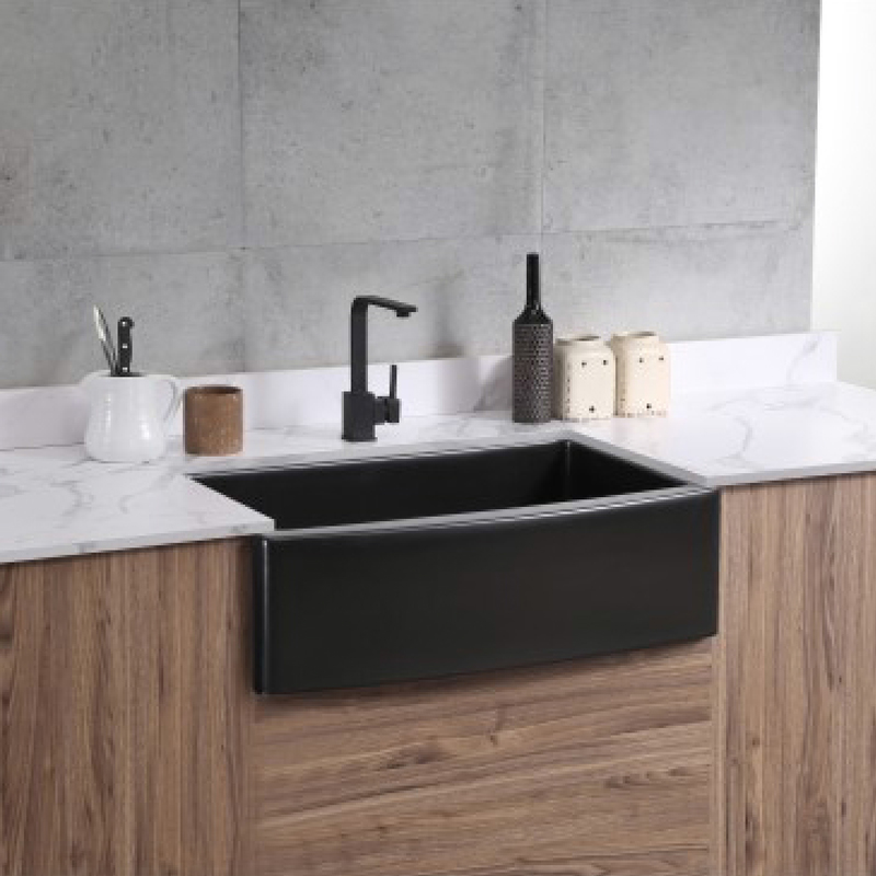 Fregadero de cocina de un solo tazón para granja, negro, 30' LX 21' W, delantal de cerámica, fregadero de cocina frontal, fregadero para lavabo de granja