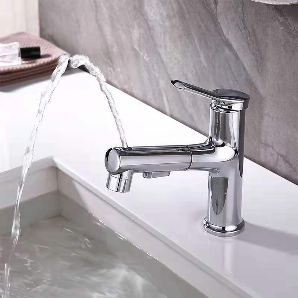 Grifo de baño multifuncional Aquacubic con un solo orificio, tres modos de flujo de agua y rociador extraíble