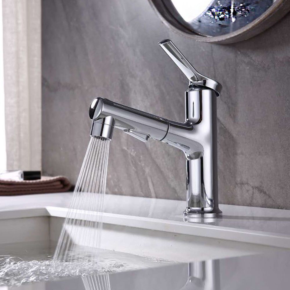 Grifo de baño multifuncional Aquacubic con un solo orificio, tres modos de flujo de agua y rociador extraíble