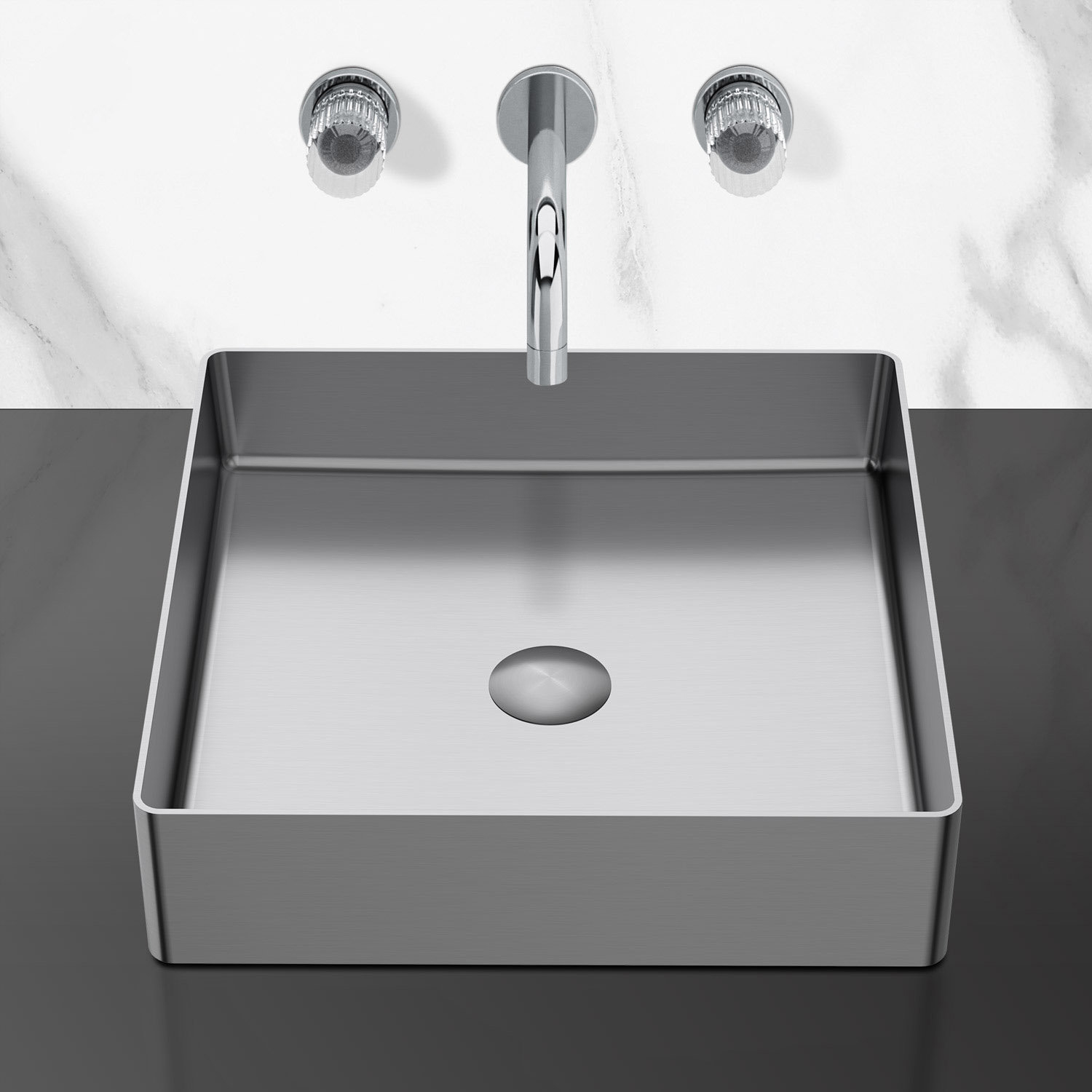 Fregadero de cocina de acero inoxidable de alta calidad, venta al por mayor, muebles de baño con forma cuadrada, artículos de lavabo artístico