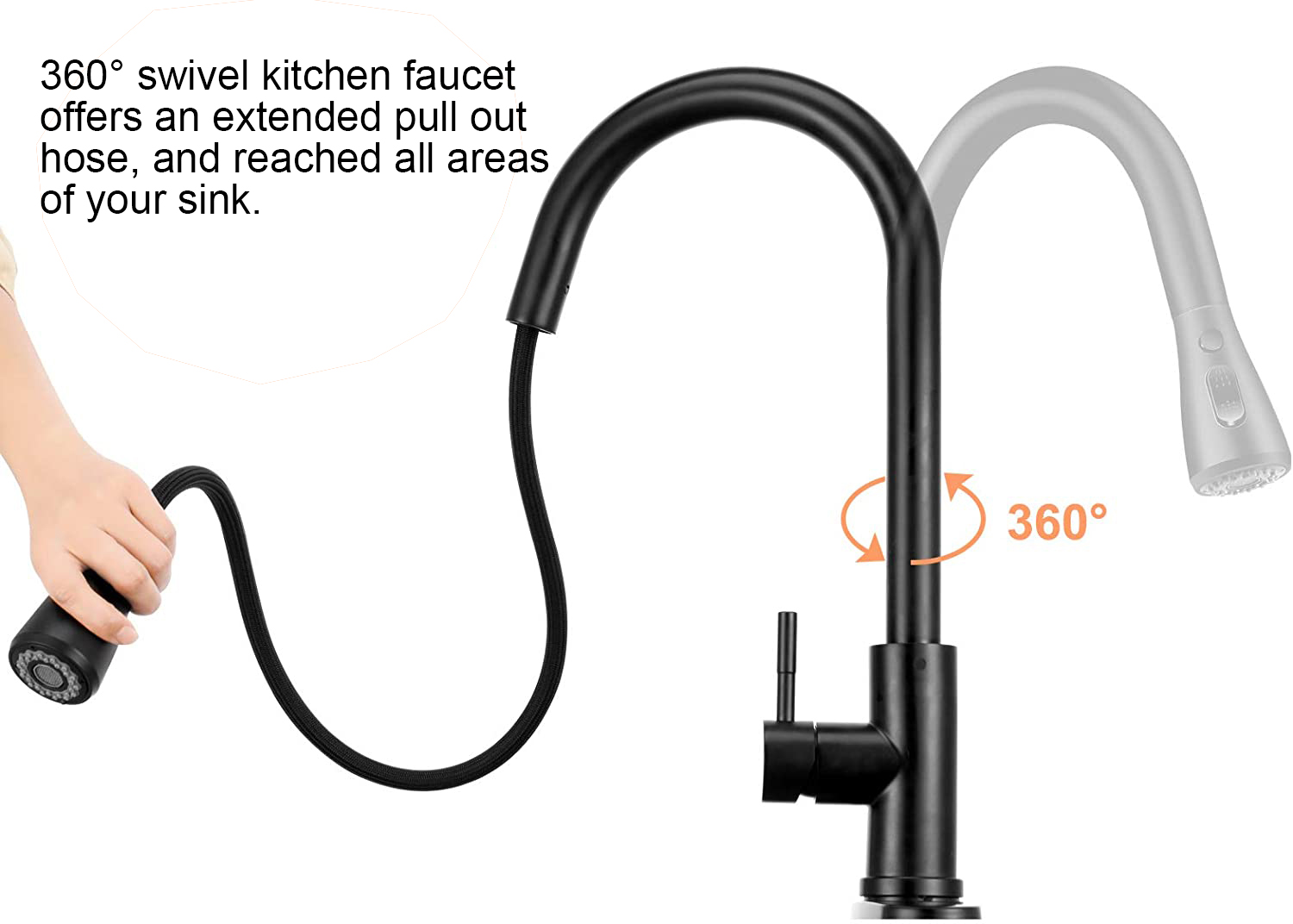 Venta superior Aquacubic Multi-Function Spray Single Hole Single Handle Pull-Down Kitchen Faucet
