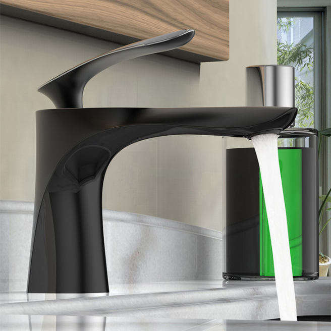 Grifo de lavabo de latón CUPC de un solo mango de nuevo diseño de Amazon, grifo mezclador para lavabo de baño