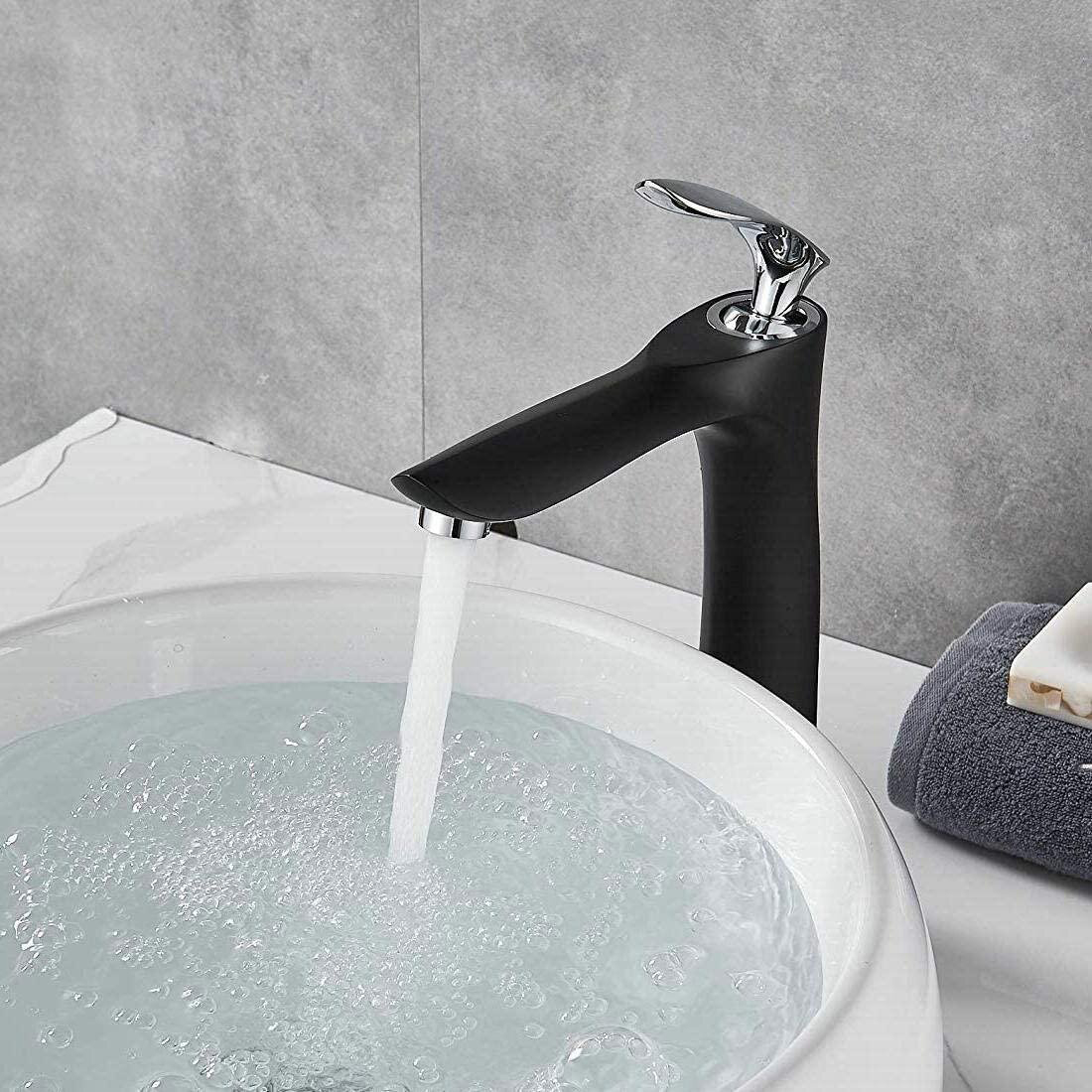 Grifo de lavabo de cuerpo alto negro antiguo europeo baño ahorro de agua inserto aireador fregadero mezclador